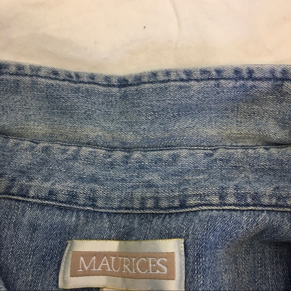 VTG 90s Maurices Chambray Button Down Short Sleeve, M - Picture 7 of 7